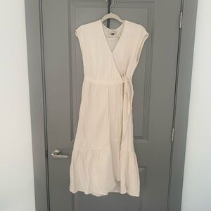 Universal Threads Beige Gauze Midi Wrap Dress